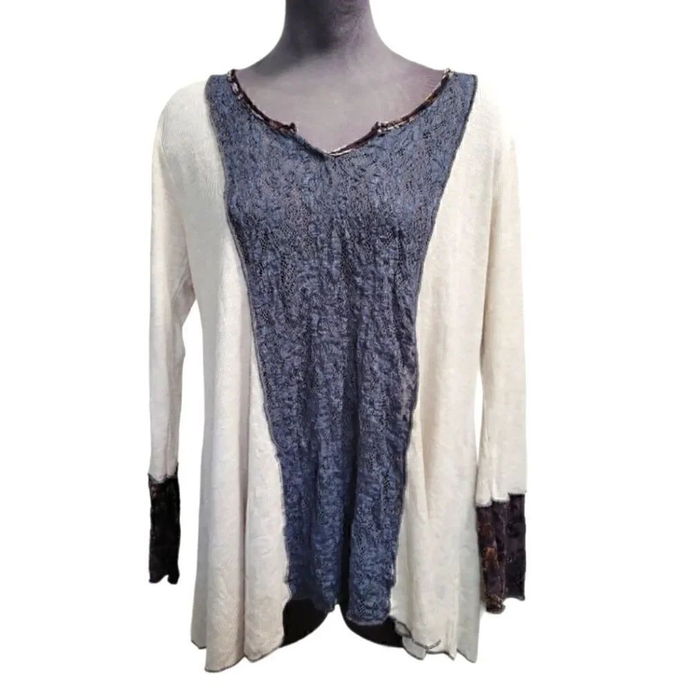 EC LONG SLEEVE BOHO TUNIC MIXED MEDIA, LAGENLOOK, DRAPEY